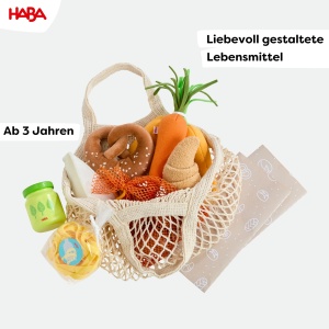 Cos de cumparaturi HABA Creative Play 2012304001 cu alimente din lemn si material textil - Img 4