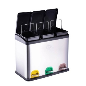 Cos de gunoi Dirt Devil 3 x 15L, sistem de reciclare, inox, cu capac cu inchidere lenta - Img 3