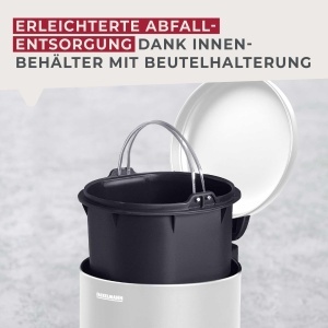 Cos de gunoi FACKELMANN MILANO 3L Alb mat, cu capac, pentru baie si WC - Img 4