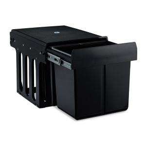 Cos de gunoi incorporabil Relaxdays, 3 compartimente, 15l si 2x8l, negru