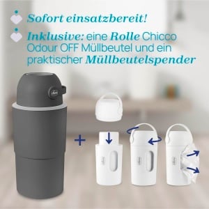 Cos de gunoi pentru scutece Chicco XL, capacitate 45 scutece, compact, gri - Img 8