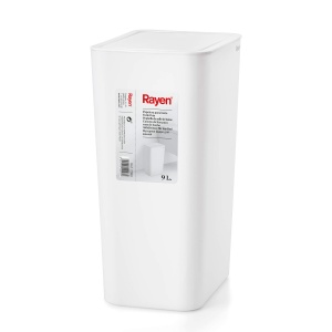 Cos de gunoi Rayen 9L, alb, cu capac cu actionare prin presiune, compact