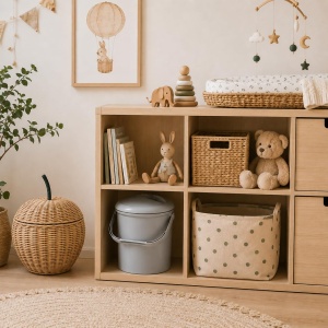 Cos de gunoi Rotho Babydesign Bella Bambina 10L, gri, cu capac - Img 6