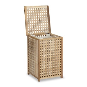 Cos de rufe Relaxdays, 75 L, din lemn de nuc, cu capac - Img 5