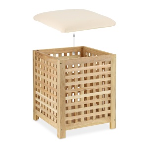Cos de rufe Relaxdays cu sezlong, 45 l, nuc, crem - Img 6