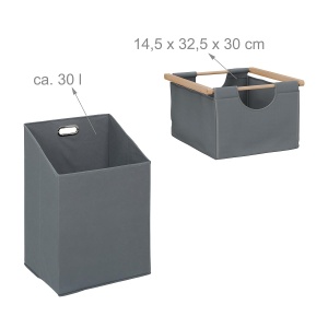 Cos de rufe Relaxdays cu suport, 30 litri, bambus, gri - Img 5