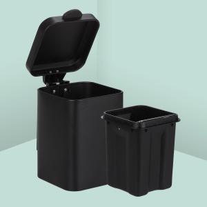 Cosmetice cu montare pe perete Relaxdays, 3L, inox, negru, softclose - Img 6
