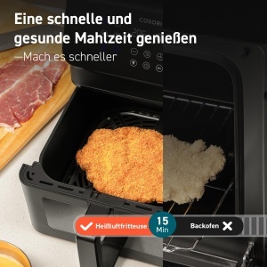 COSORI Airfryer, friteuza cu aer de 6.2 l cu fereastra de vizualizare si memento de agitare, friteuza cu aer 12 in 1, friteuza cu 85% mai putina grasime, 50 de retete, 55% economie de energie, curatare usoara - Img 5