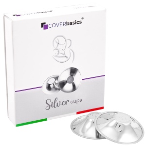 COVERbasics Silver Nipple Cap Breastfeeding (SilverCups) Scut de alaptare din argint pentru protectia mameloanelor sensibile, dispozitiv medical testat dermatologic (Regular) - Img 1
