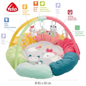 Covor de activitati pentru bebelusi Fehn Aiko si Yuki 85 cm, 5 jucarii detasabile - Img 4