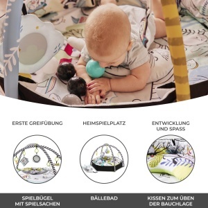Covor de joaca Kinderkraft SMARTPLAY, 2 in 1, cu 20 mingi, cu perna, pentru 0-2 ani - Img 3