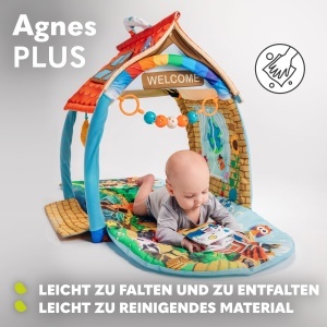 Covor de joaca Lionelo Agnes Plus 2in1, cu 2 arcade, design colorat, material moale - Img 7