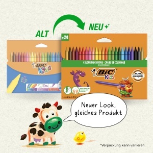 Creion cerat BIC Kids Plastidecor, 24 culori, inclusiv auriu si argintiu - Img 2