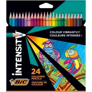 Creion colorat BIC Intensity, set 24 culori, bruchsichere mina, design ergonomic
