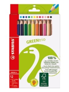 Creion colorat STABILO GREENtrio, ergonomic, FSC, 12 culori