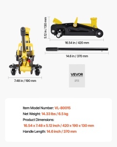 Cric hidraulic VEVOR VL-80015, 1.5 t, inaltime 13-31 cm, galben negru - Img 7