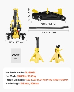 Cric hidraulic VEVOR VL-80020, 2 t, profil jos, galben si negru - Img 7