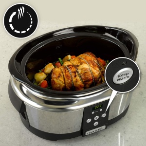 Crockpot, aragaz lent electronic | 5,7 l (5-6 persoane) | Programabil cu temporizator digital de 20 de ore | Otel inoxidabil [SCCPBPP605], argintiu - Img 2