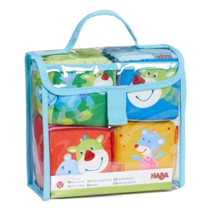 Cuburi de joc HABA 303878 - 4 cuburi colorate cu efecte sonore pentru bebelusi