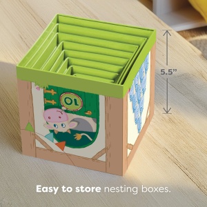 Cuburi de Stivuire HABA 10 cuburi din carton, joc educativ pentru copii de la 1 an - Img 3
