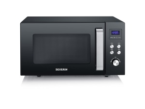 Cuptor cu microunde 2 in 1 SEVERIN cu baza de sticla si gratar, pentru dezghetare si incalzire, cuptor cu microunde cu suprafata utila mare pentru vase unghiulare, negru/otel inoxidabil, MW 7763 - Img 1