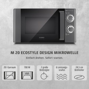 Cuptor cu microunde Caso M20 Ecostyle, 20 L, 700 W, antracit - Img 3