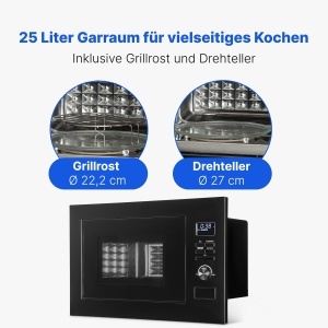 Cuptor cu microunde incorporabil Bomann MWG 3001 H EB, 25L, 900W, negru - Img 6