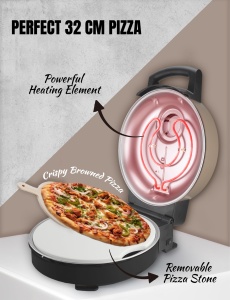 Cuptor de pizza Bestron pentru pizza crocanta in 5-10 minute cuptor electric de pizza cu temperatura maxima de pana la 320degC incl piatra de argila s - Img 3