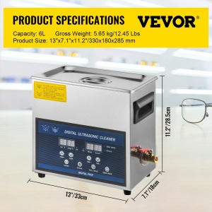 Curatator cu ultrasunete VEVOR, 6 l, 180 W, inox - Img 2