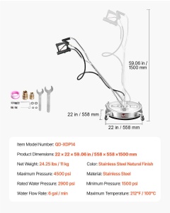 Curatitor cu presiune VEVOR QD-XDP14, 4000 PSI, din otel inoxidabil, cu 4 roti - Img 7