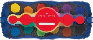 Cutie de acuarele Faber-Castell Connector 24 culori, albastru, cu paleta de amestec - Img 3