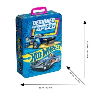 Cutie de colectie Hot Wheels Theo Klein 2881, metal, capacitate 50 masini, editie aniversara - Img 6