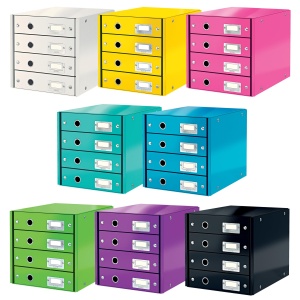 Cutie de depozitare cu 4 sertare Leitz Click Store A4, alba, capacitate 2300 documente - Img 4