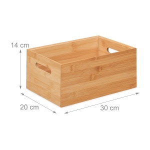 Cutie de depozitare din bambus Relaxdays, 14 x 30 x 20 cm, cu manere, natur - Img 4