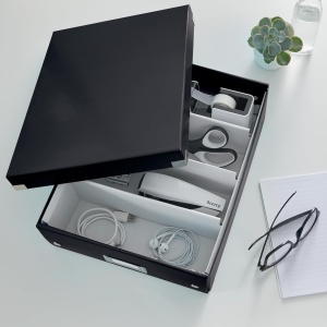 Cutie de depozitare Leitz Click Store 28,1x10x37 cm, 2-4 compartimente, neagra - Img 2