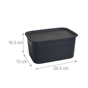 Cutie de depozitare Relaxdays 6 buc, capacitate 5 L, cu capac, plastic, negru - Img 4