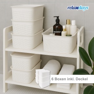 Cutie de depozitare Relaxdays 6 bucati, 5 L, alba, cu capac, 13x26,5x19 cm - Img 2