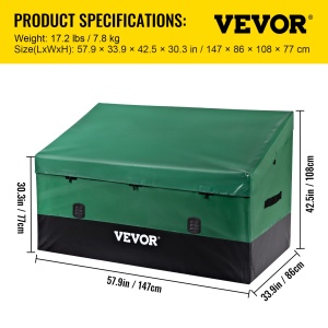 Cutie de depozitare VEVOR 1013L pentru exterior, 147x86x108cm, impermeabila, verde si negru - Img 7