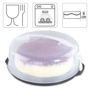 Cutie de transport tort Xavax rotunda cu capac Recipient pentru tort 31,5 cm diametru, inaltime interioara 8 cm, cutie pentru tort cu ajutor de impartire a pieselor, farfurie pentru tort antracit, transparent - Img 2