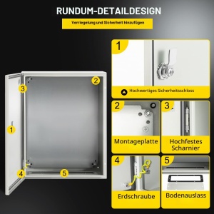 Cutie electrica VEVOR SPT, 50 x 40 x 20 cm, IP66, din otel carbon, cu montaj usor - Img 6