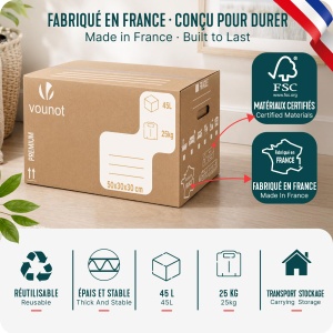 Cutii de Mutare VOUNOT 20 buc, FSC, 45L, 25 kg, 50x30x30 cm - Img 5