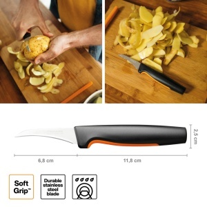 Cutit de curatat Fiskars Functional Form, lama 7 cm, otel japonez, portocalie - Img 2