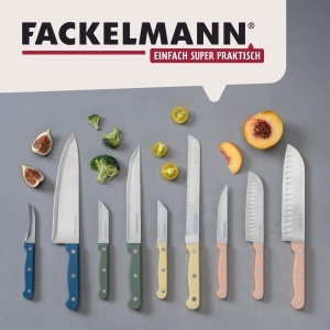 Cutit Santoku Fackelmann 23 cm, lama din otel inoxidabil, maner ergonomic apricot - Img 7