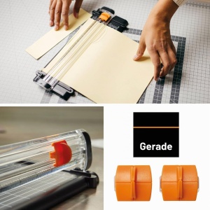 Cutite de schimb Fiskars pentru masini de taiat hartie, 2 bucati, titanium, portocalii - Img 2