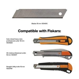 Cutter profesional Fiskars 1004620 18 mm OrangeNegru cu functie automata de incarcare - Img 3