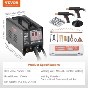 Dellenzieher VEVOR 3kW cu 2 Schweipistolen, 7 Moduri pentru Repararea Dellen - Img 7