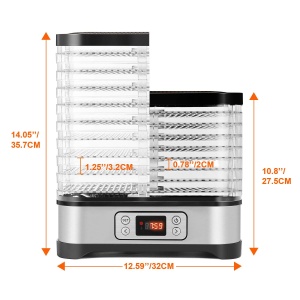 Deshidratator alimentar MEYKEY, 8 compartimente, deshidratator pentru legume, fructe, carne, setari de temperatura cu buton, temperatura reglabila 35-70degC, 400W - Img 7