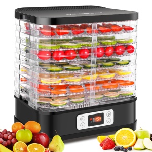 Deshidratator din otel inoxidabil 400W, uscator de deshidratare pentru fructe, carne si ierburi incl. 8x niveluri de deshidratator, deshidratator cu regulator de temperatura 35-70degC