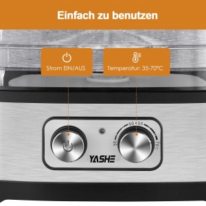 Deshidrator alimente YASHE GGJ-261A, 240W, 5 tavi ajustabile, BPA-free - Img 2