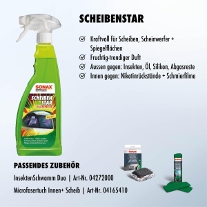 Detergent pentru geamuri SONAX ScheibenStar 750 ml, fara dungi, cu parfum fructat - Img 3